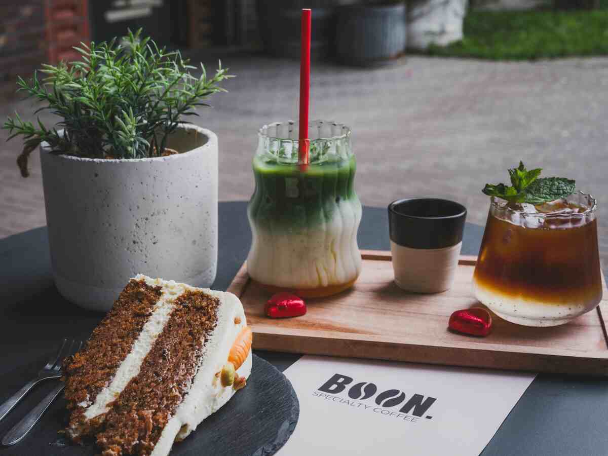 Inviting Coffee and Dessert Setup at Cafe Terrace